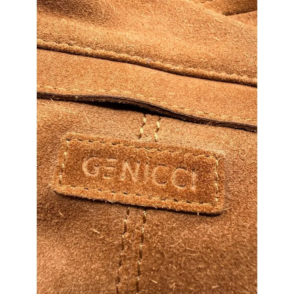 Genicci Brown Suede Leather Hobo Shoulder Bag Tassel Slouchy